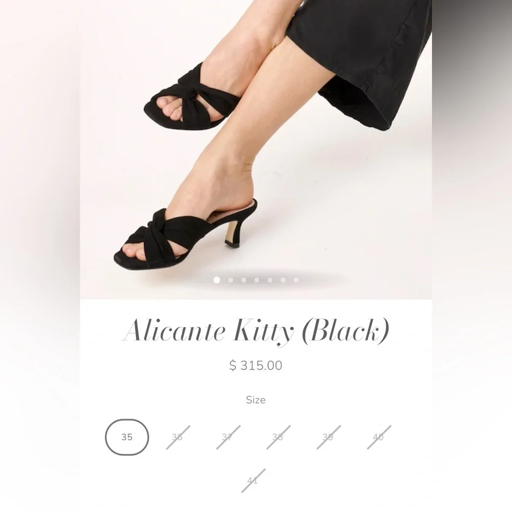 NEW Anyi Lu Alicante Kitty Black Suede Knot Kitten Heeled Sandals Size 40 / 9